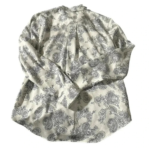 Ann Taylor women's small long sleeve button down sheer blouse paisley print - Picture 3 of 4
